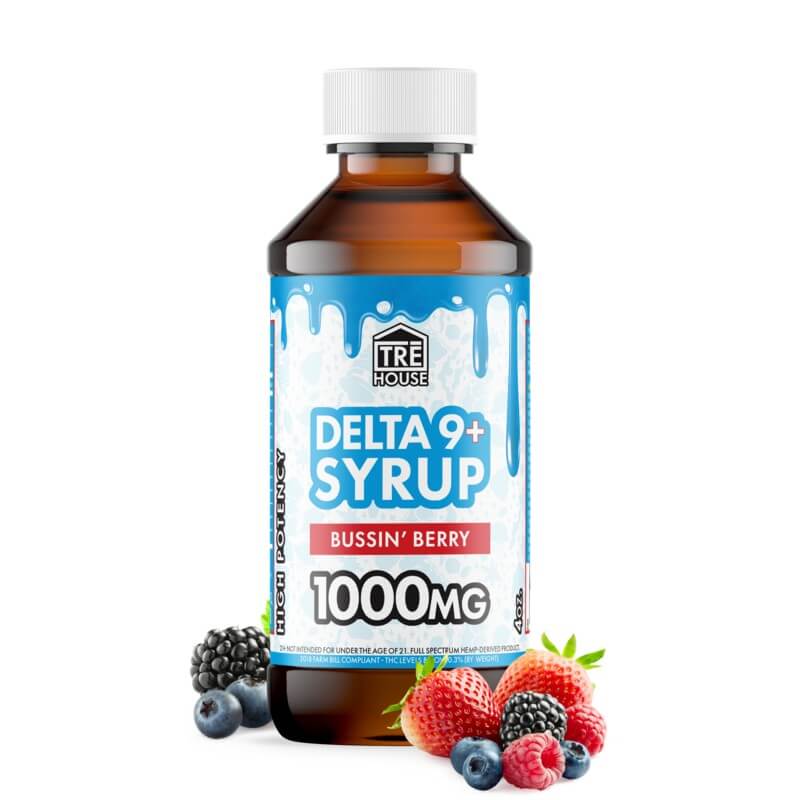 Tre House Delta 9 Syrup - Bussin Berry, tre house delta 9 syrup, tre house syrup, tre house bussin berry syrup, tre house bussing berry syrup, bussin berry tre house delta 9 syrup