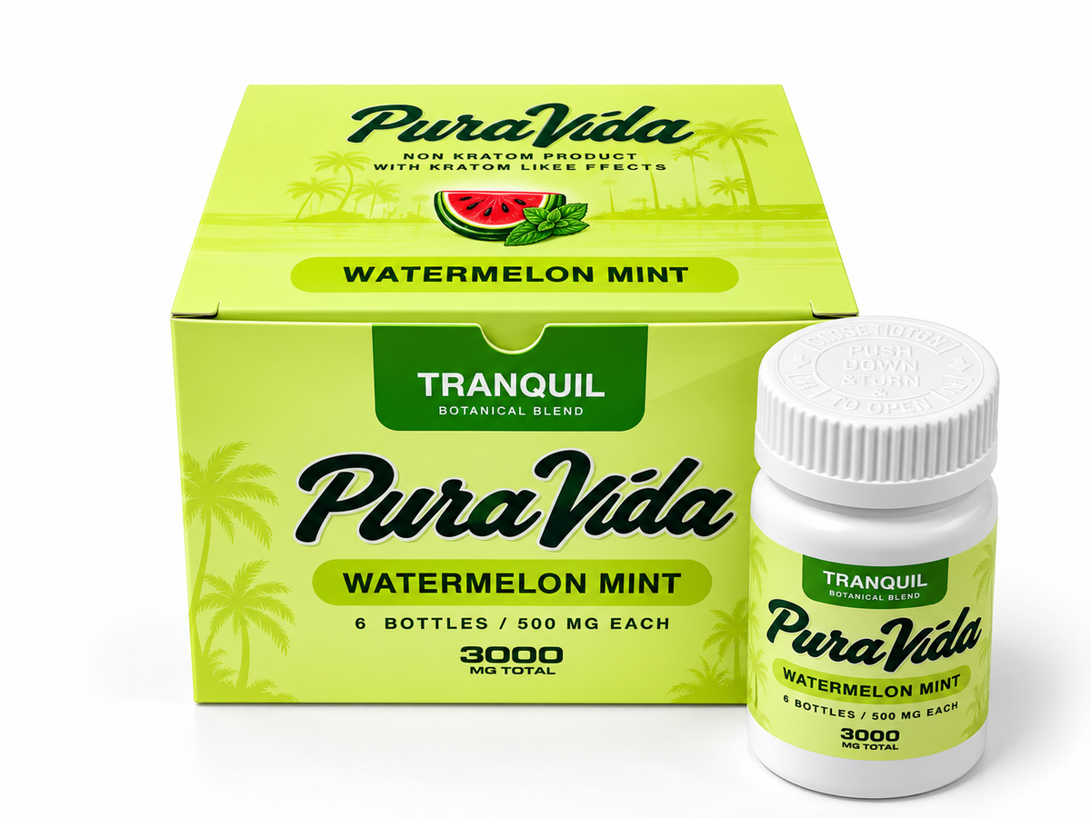 Pura Vida Tranquil Watermelon Mint bottle and packaging