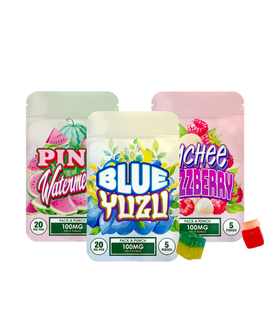 hidden hills pack-a-punch, hidden hills pack a punch gummies, pack a punch gummies hidden hills, blue yuzu hidden hills gummies, pink watermelon pack a punch gummies hidden hills, hidden hills lychee raspberry gummies